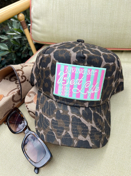 Living My Best Life Hat - Leopard
